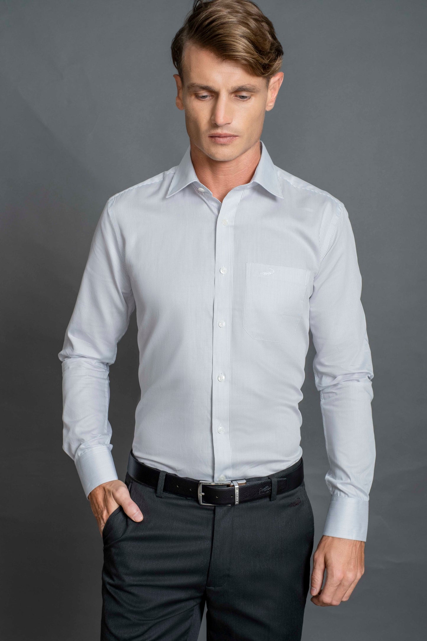 Slim Fit Long sleeves-Formal Shirts-Dove