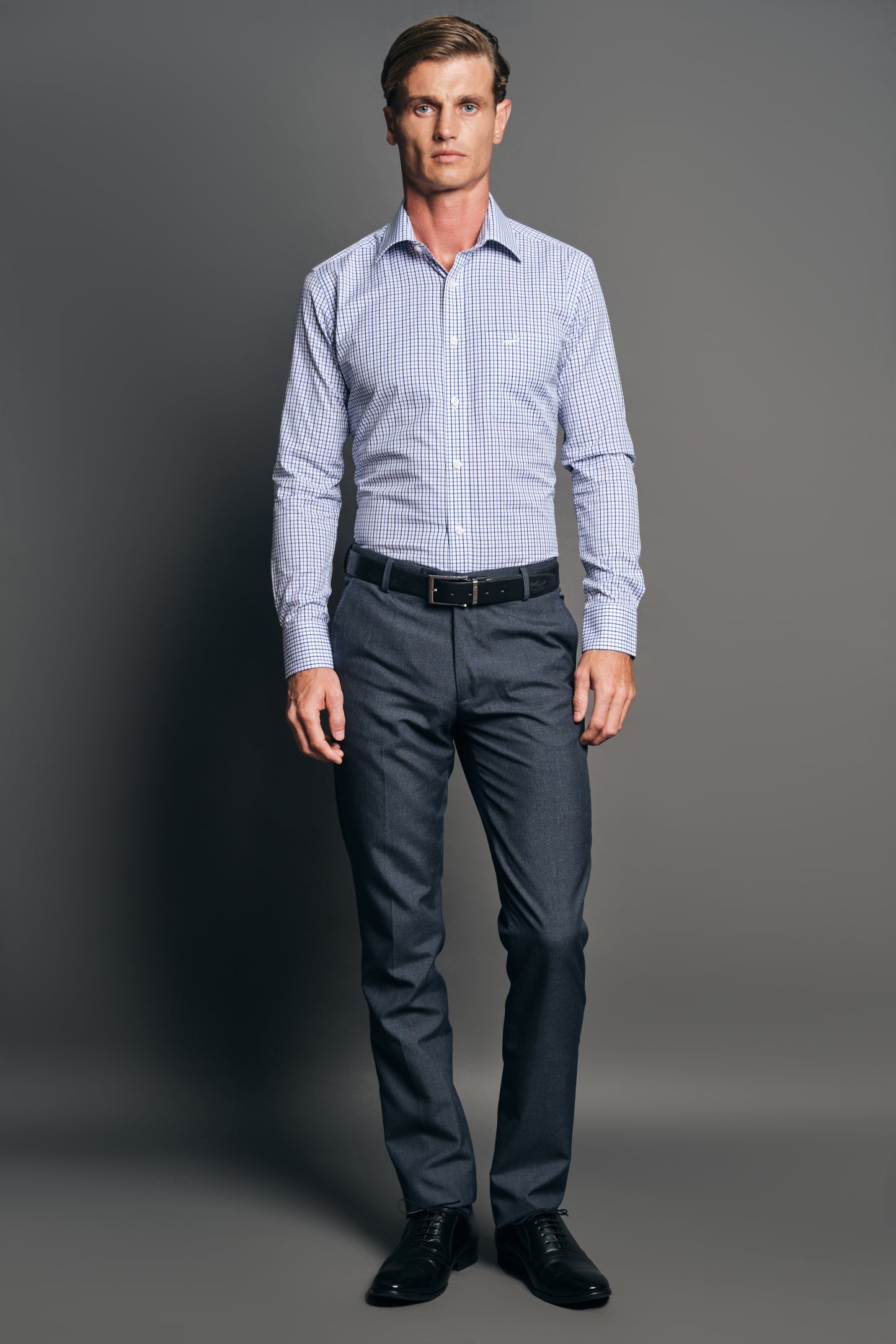 Slim Fit Long sleeves-Formal Shirts-TRUE Blue