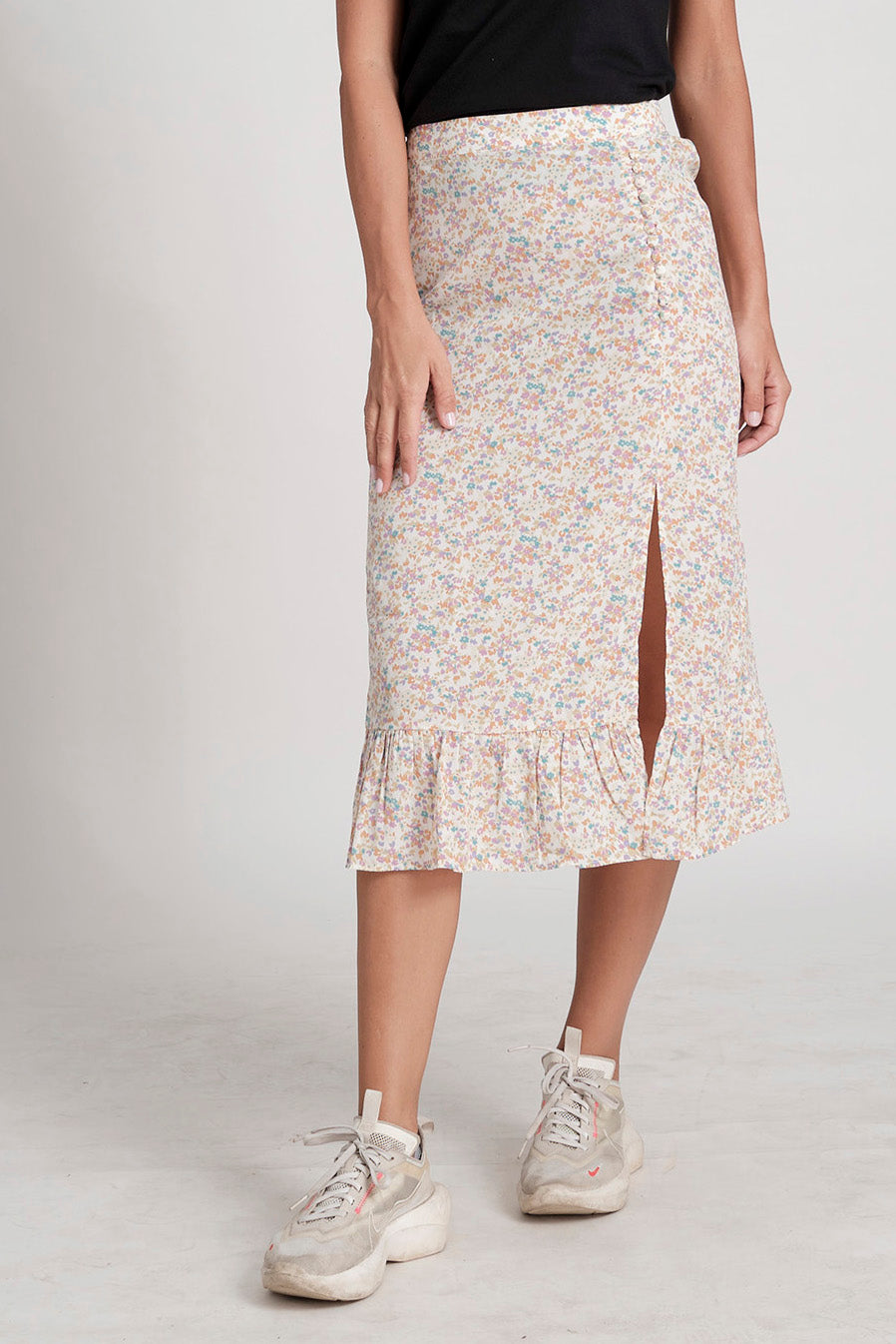 Delila Floral Cute Skirt-Peach