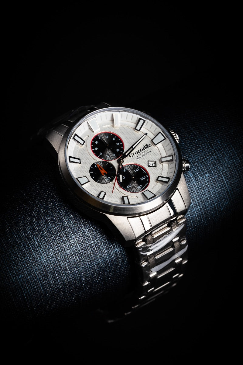 Chronograph Silver Watch with Three Subdials