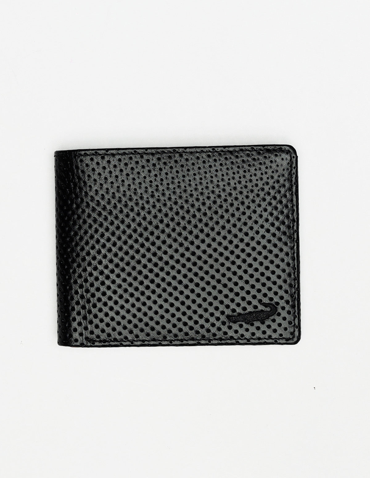 Trifold Leather wallet with ID Flap - Black