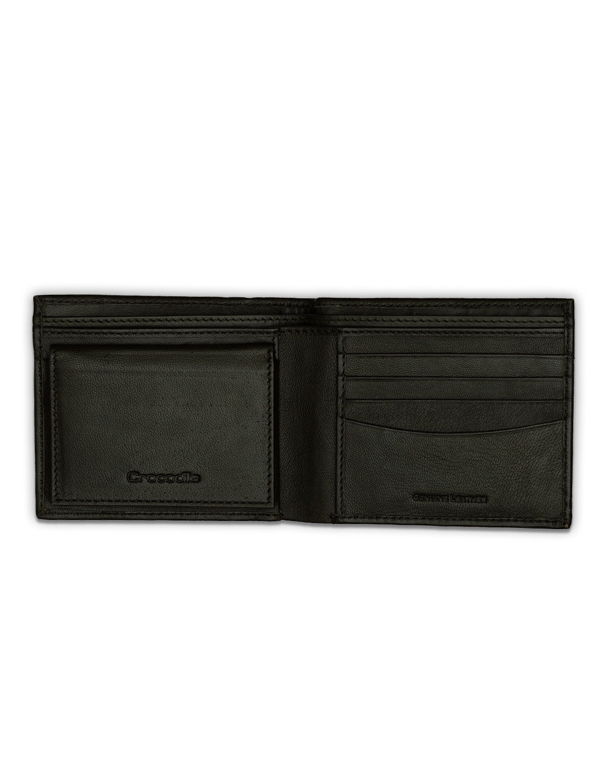 Bifold Leather wallet with coin pocket - Dark Green