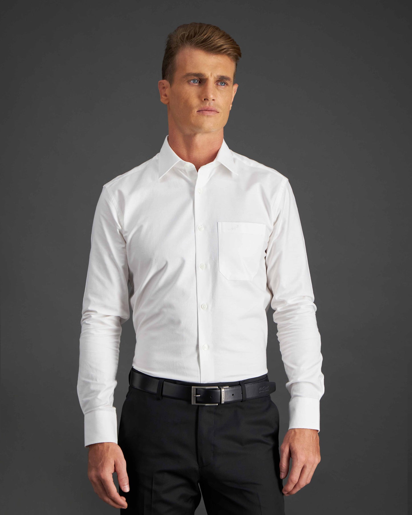 Crocodile Slim Fit Long sleeves-Formal Shirt - White