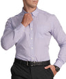 Formal Full Sleeve Slim Fit Button-Down Collar Shirt in Check-Lilac