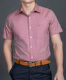 Slim Fit Short sleeves-Formal Shirts  - Brick