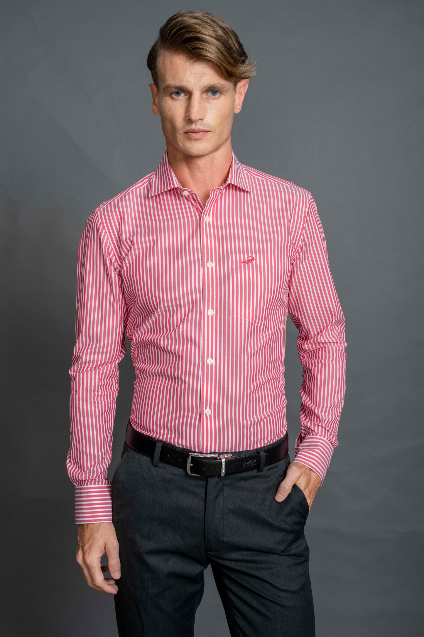 Slim Fit Long sleeves-Formal Shirts-Scarlet