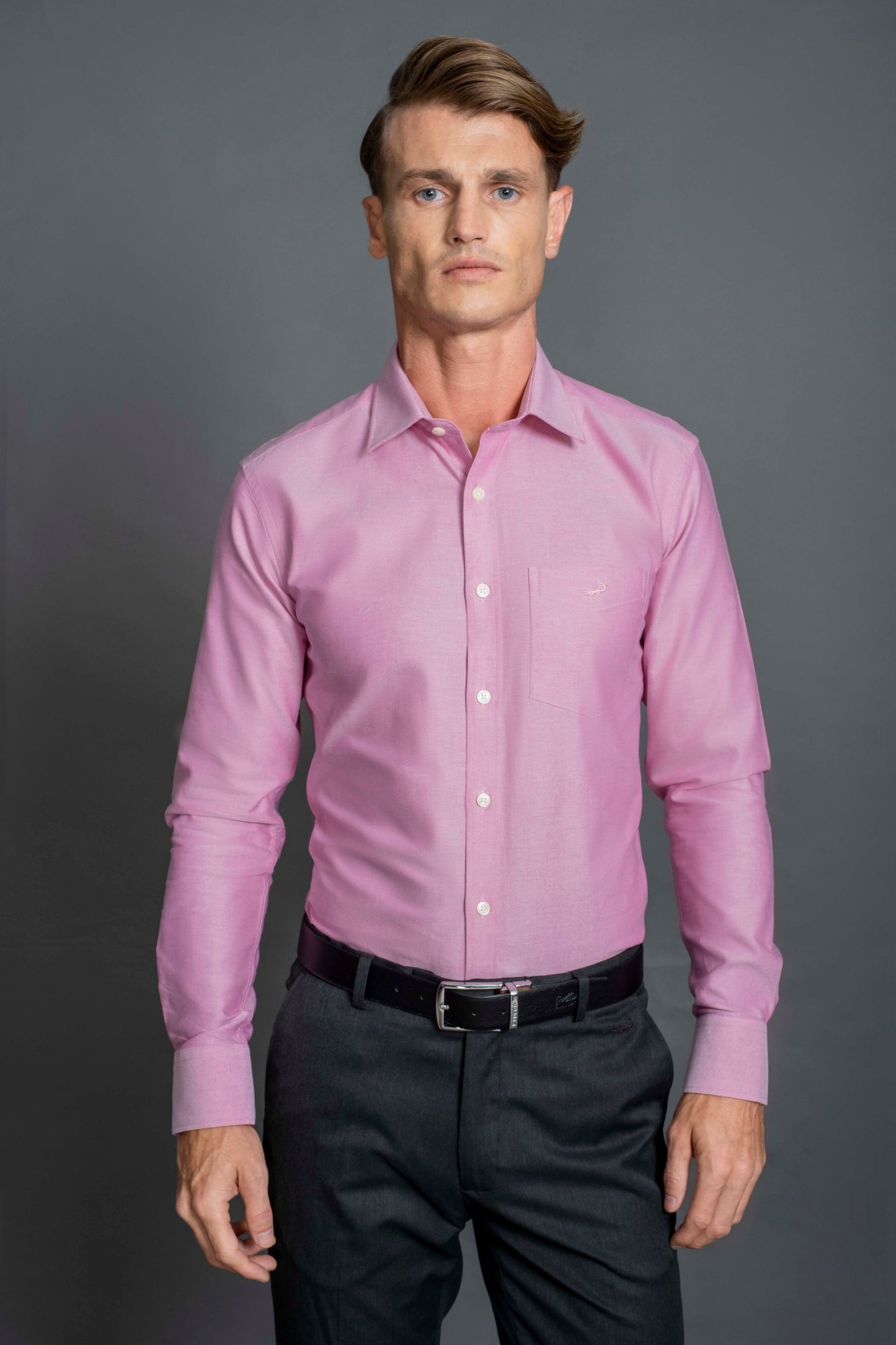 Slim Fit Long sleeves-Formal Shirts-Magenta
