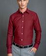 Slim Fit Long sleeves-Formal Shirts-Burgundy