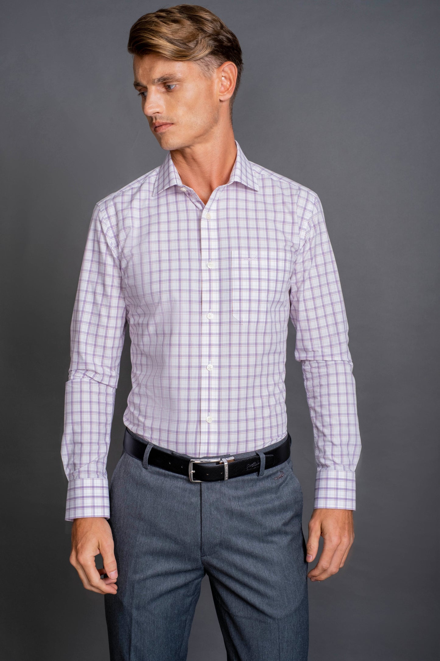 Slim Fit Long sleeves-Formal Shirts-Orchid Petal