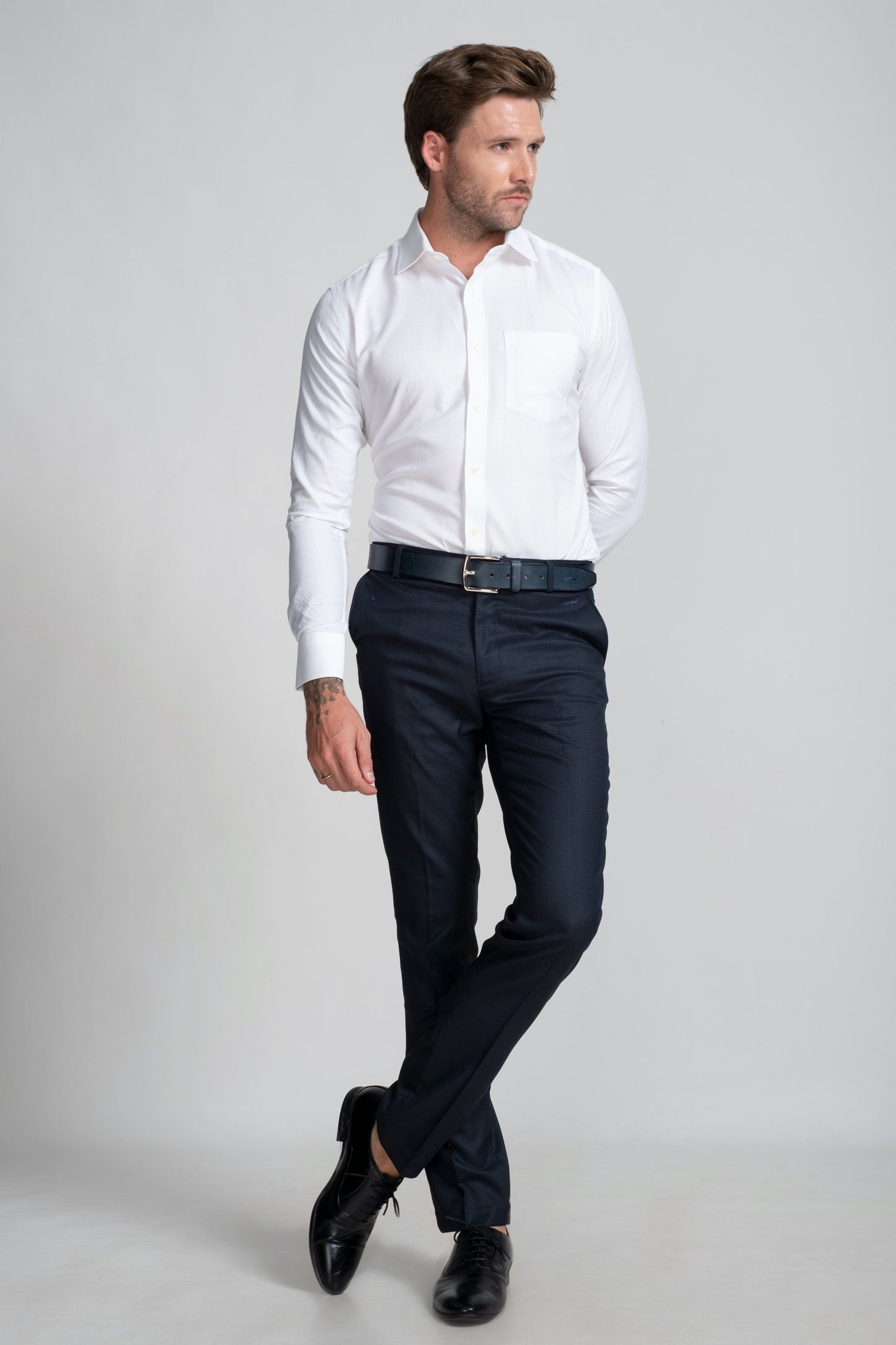 Slim Fit Long Sleeves-Formal Shirts  - Marshmallow