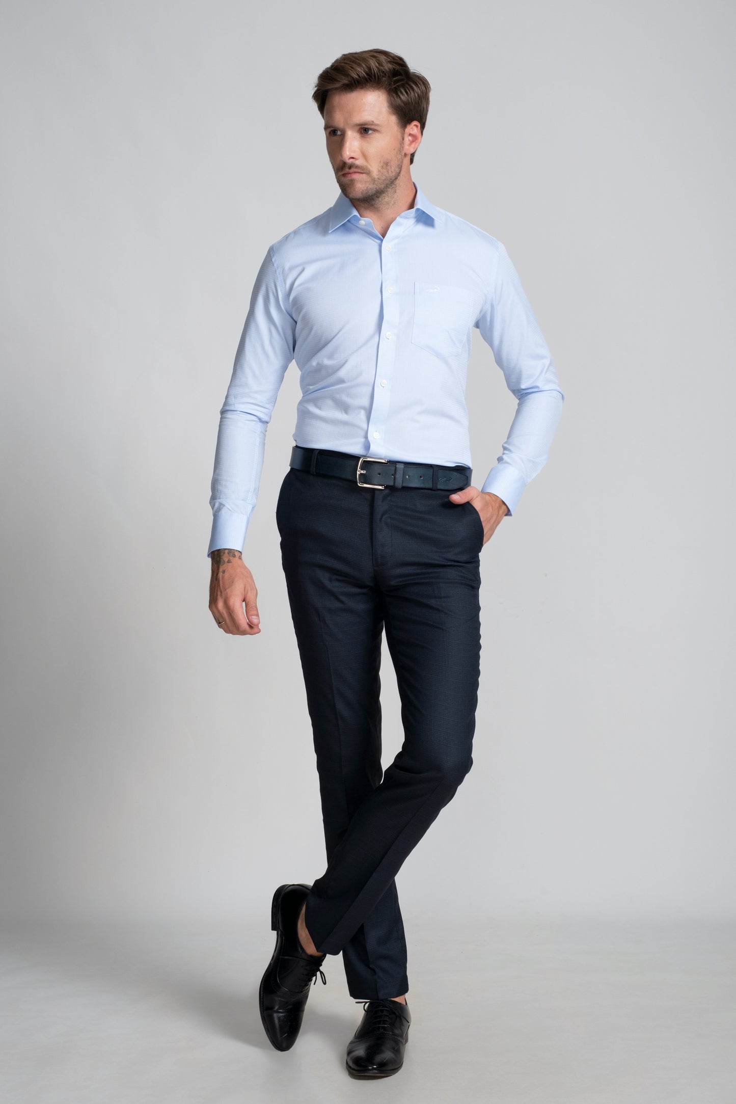 Slim Fit Long Sleeves-Formal Shirts  - Blue Bell