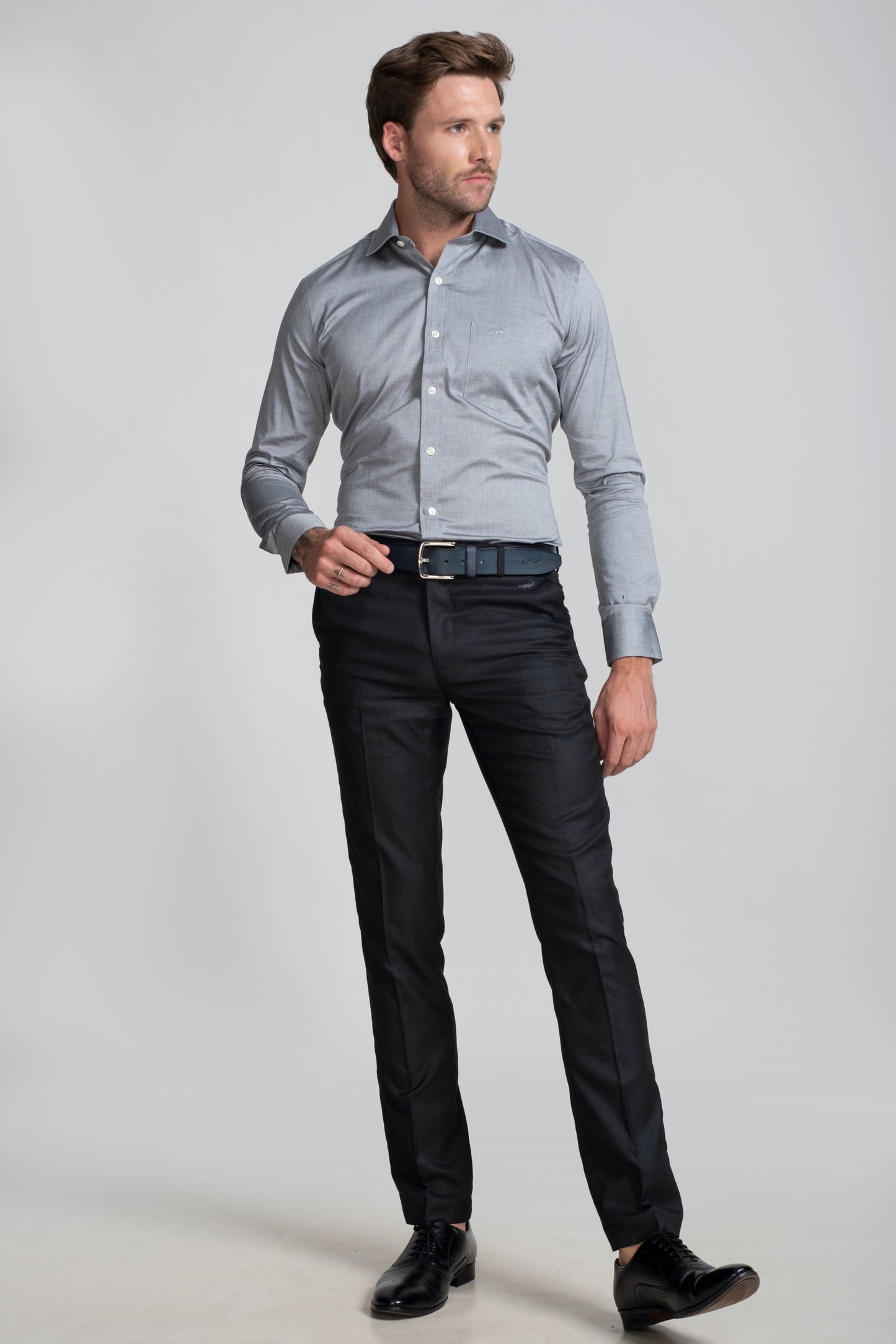 Slim Fit Long Sleeves-Formal Shirts  - Opal Grey