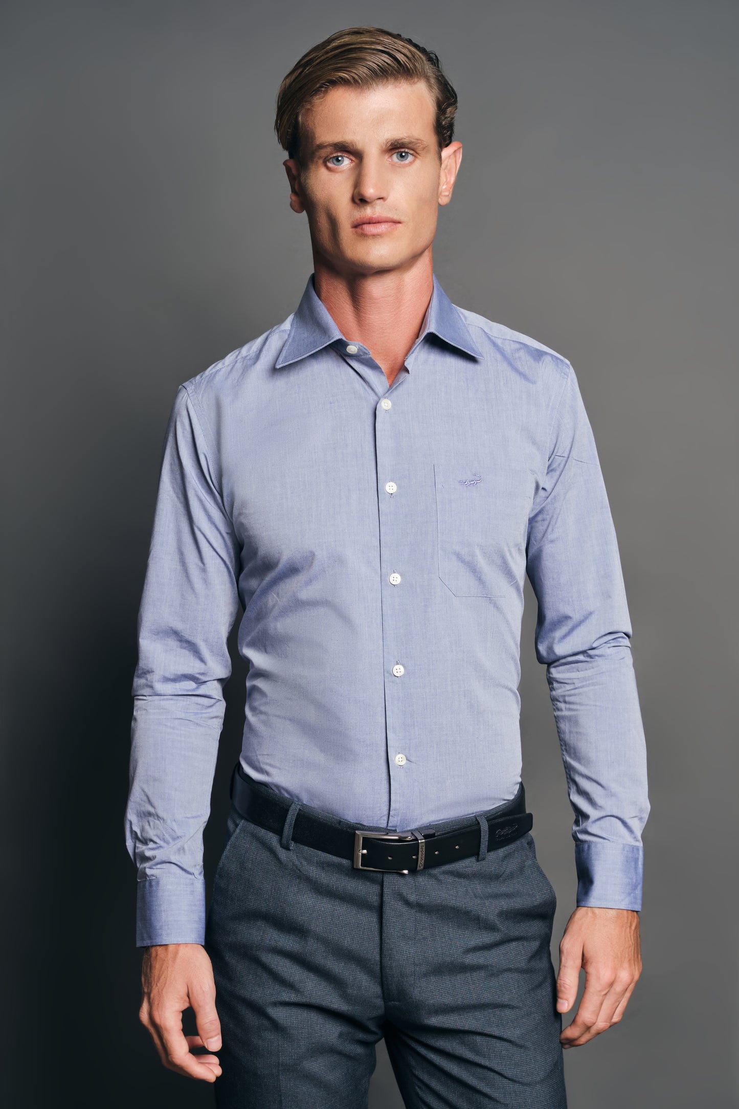 Slim Fit Long sleeves-Formal Shirts-Dapple Grey