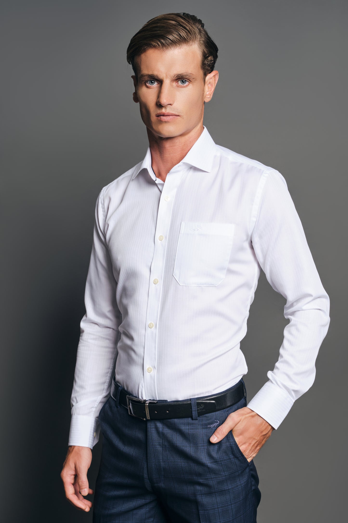 Slim Fit Long sleeves-Formal Shirts-Gardenia