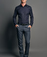 Slim Fit Long sleeves-Casual Shirts-Black Inck