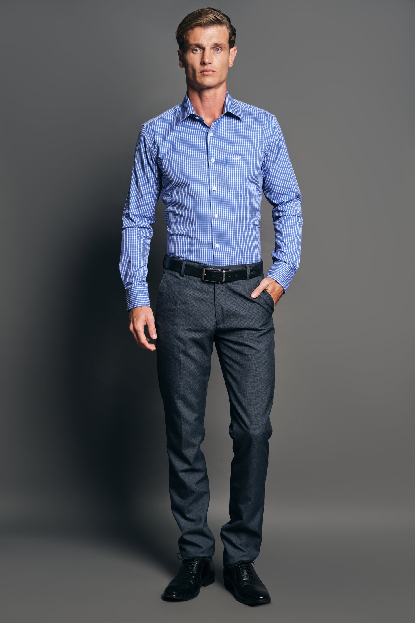 Slim Fit Long sleeves-Formal Shirts-Victoria Blue