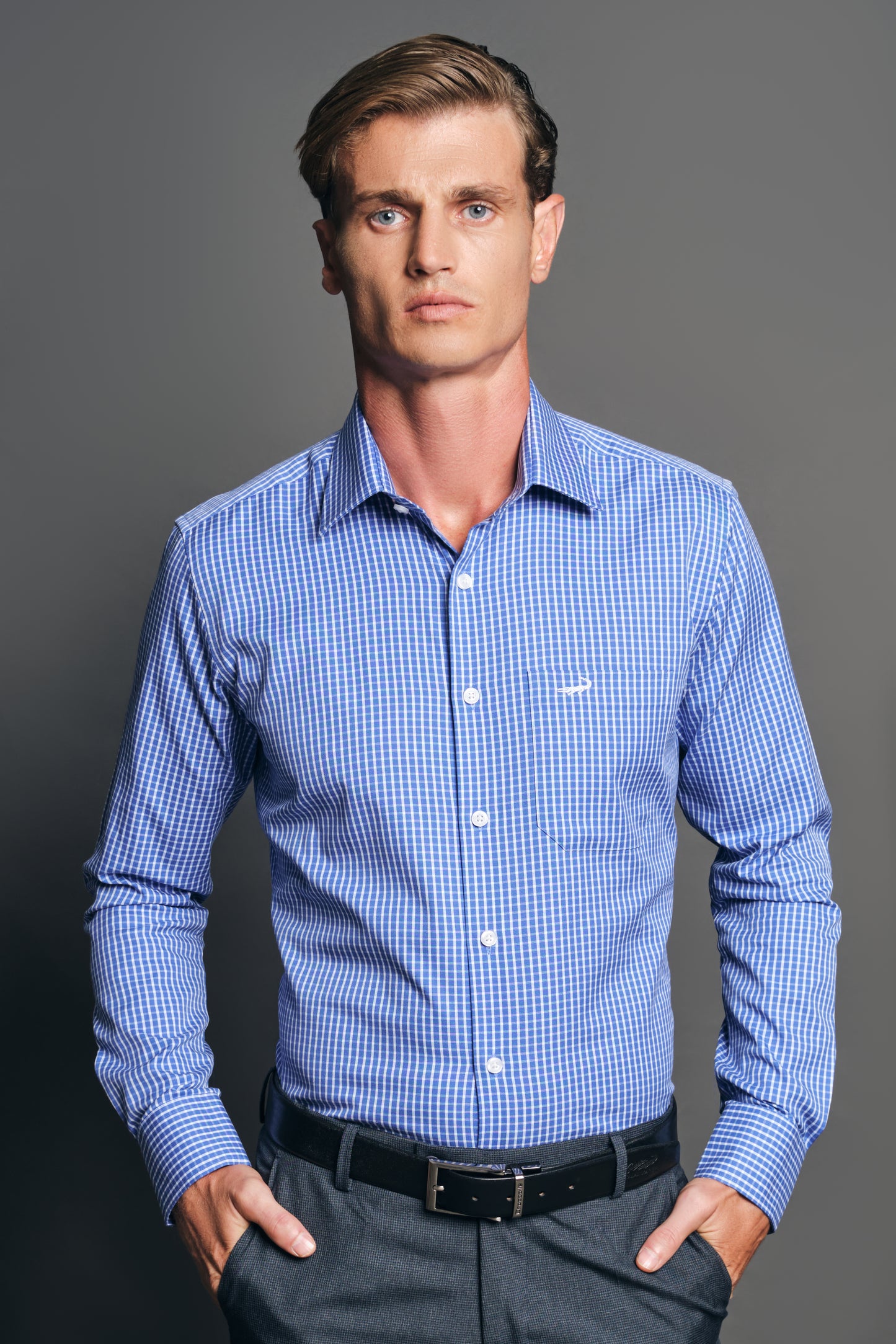 Slim Fit Long sleeves-Formal Shirts-Victoria Blue