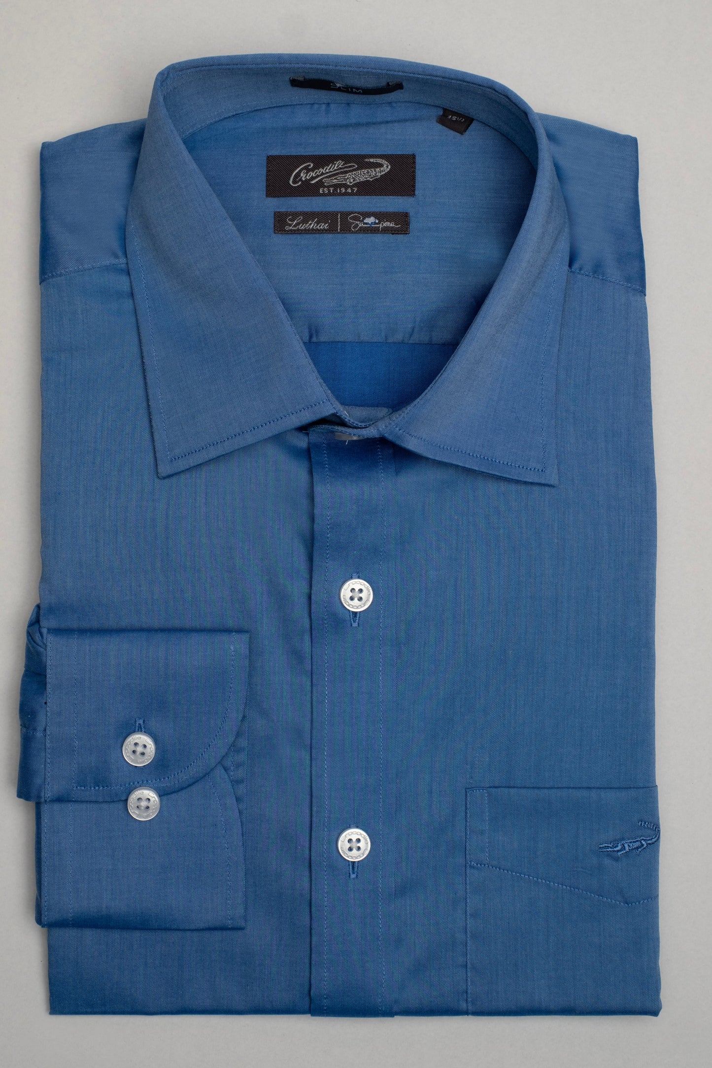 Crocodile Formal Core Plain Slim Fit-Blue