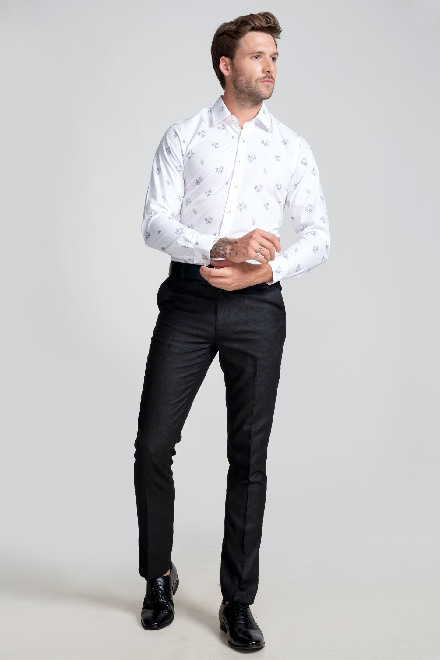 Sport Fit Long Sleeves-Formal Shirts  - White