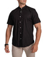 Semi-Casual Half Sleeve Sport Fit Shirt with Mandarin Collar-Blue Depths