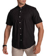 Semi-Casual Half Sleeve Sport Fit Shirt with Mandarin Collar-Blue Depths
