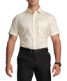 Slim Fit Short Sleeve Formal Shirt with American Placket-Shadow Lime