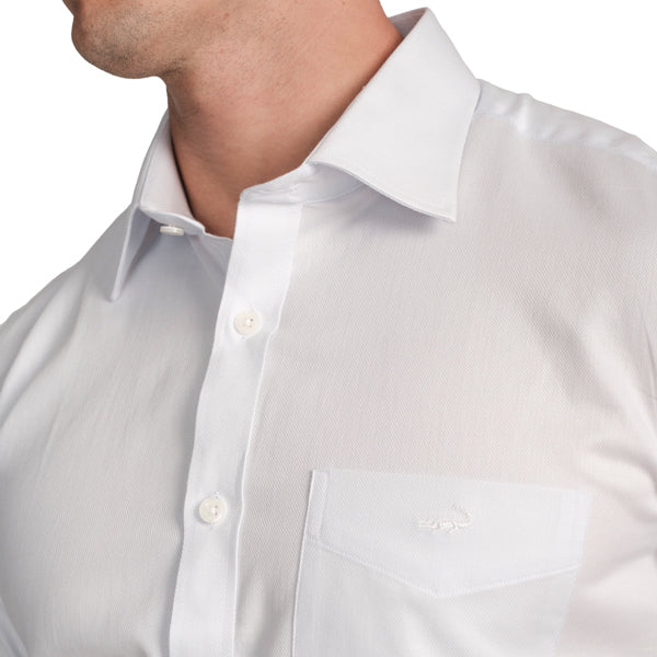 Slim Fit Short Sleeve Formal Shirt with American Placket-White