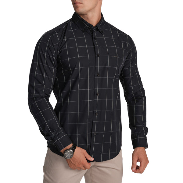 Slim Fit Half Sleeve Button-down collar Semi-Casual Check Shirt- Insignia Blue