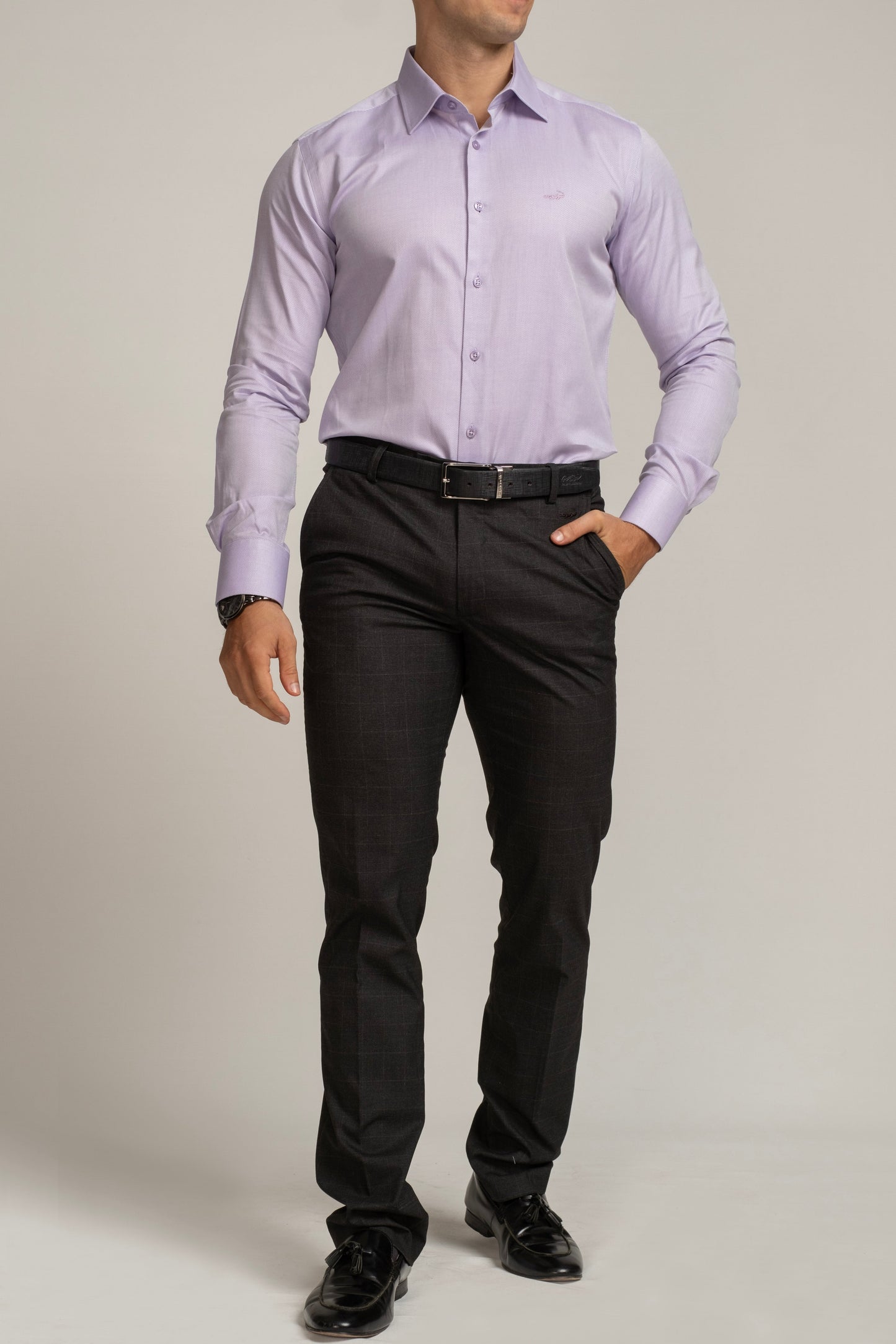 Crocodile Slim Fit Formal Seasonal Shirt Purple - Bougainvilla
