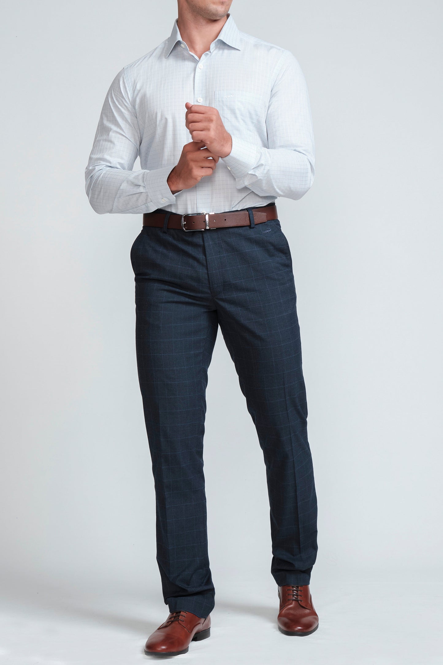 Crocodile Mens Slim Fit FS Formal Seasonal Shirt Cashmere Blue