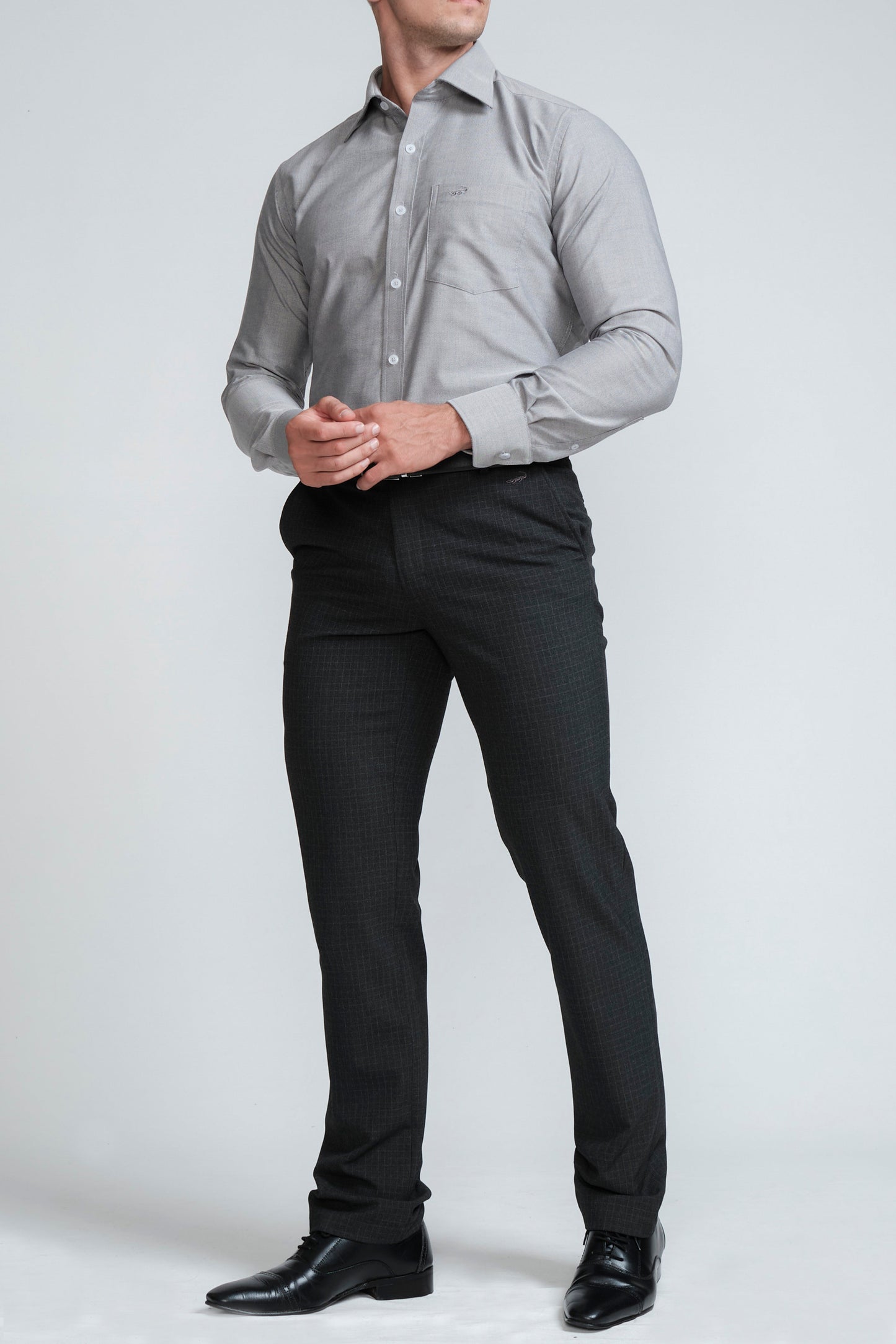 Crocodile Mens Slim Fit FS Formal Seasonal Shirt Cloud Burst