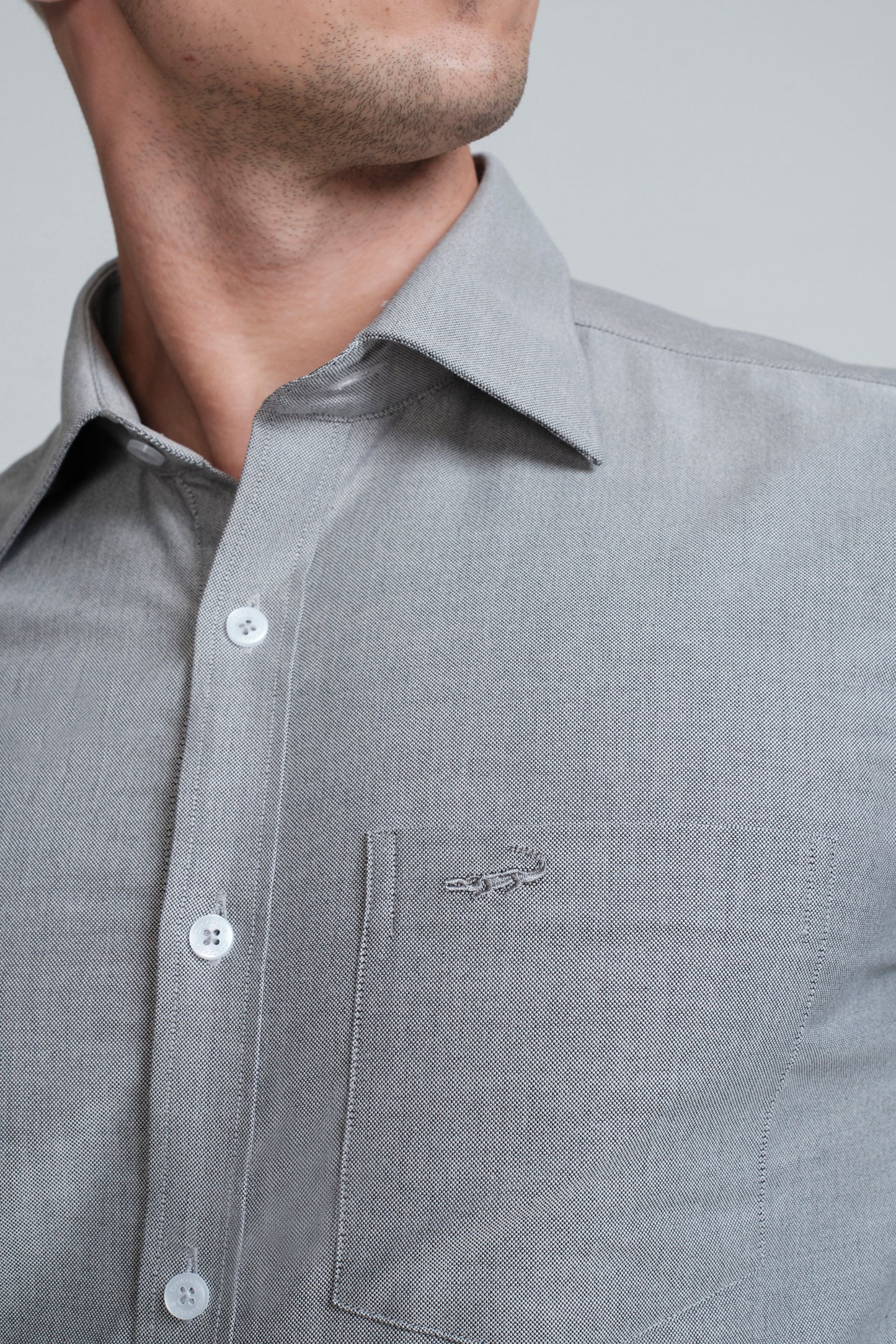 Crocodile Mens Slim Fit FS Formal Seasonal Shirt Cloud Burst