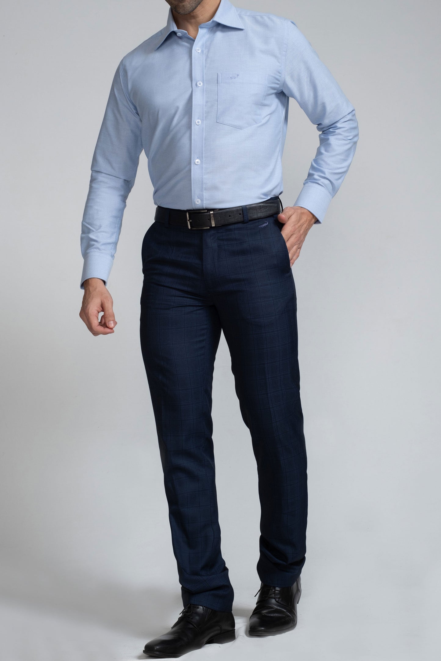 Crocodile Mens Slimfit Fs Formal Seasonal Shirt Blue Bell