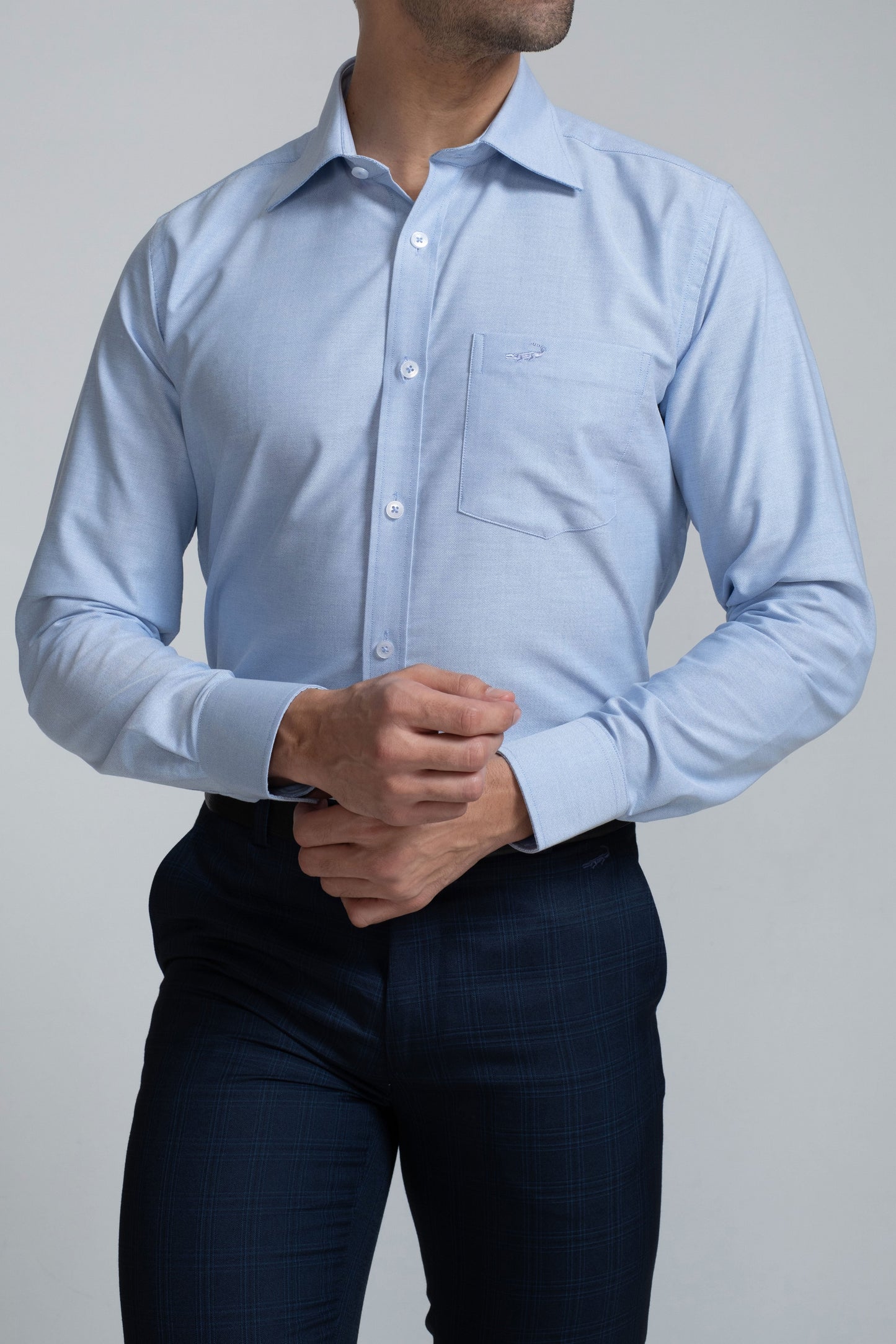 Crocodile Mens Slimfit Fs Formal Seasonal Shirt Blue Bell