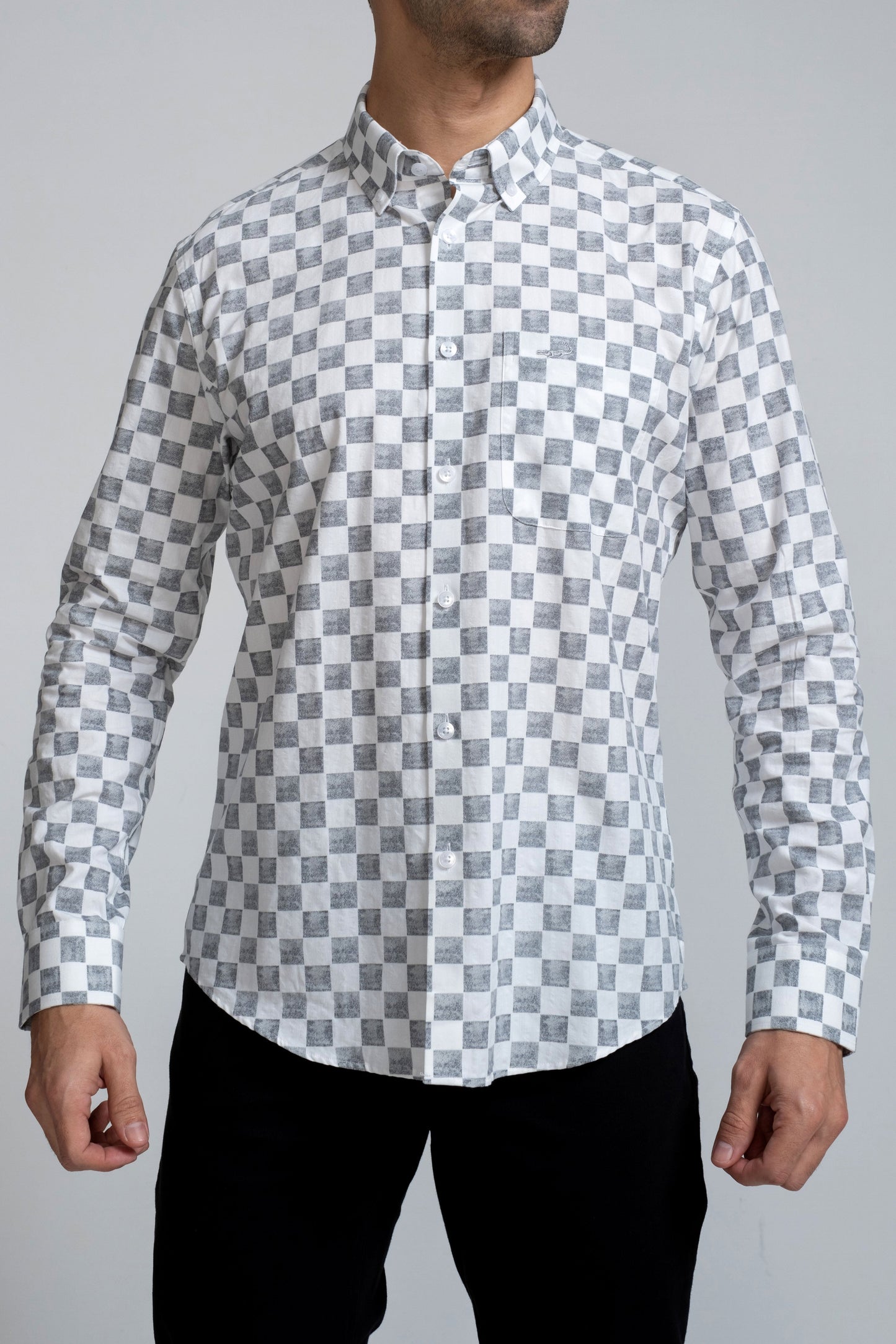 Crocodile Slim Fit Semi Casual Fs Shirt Charcoal