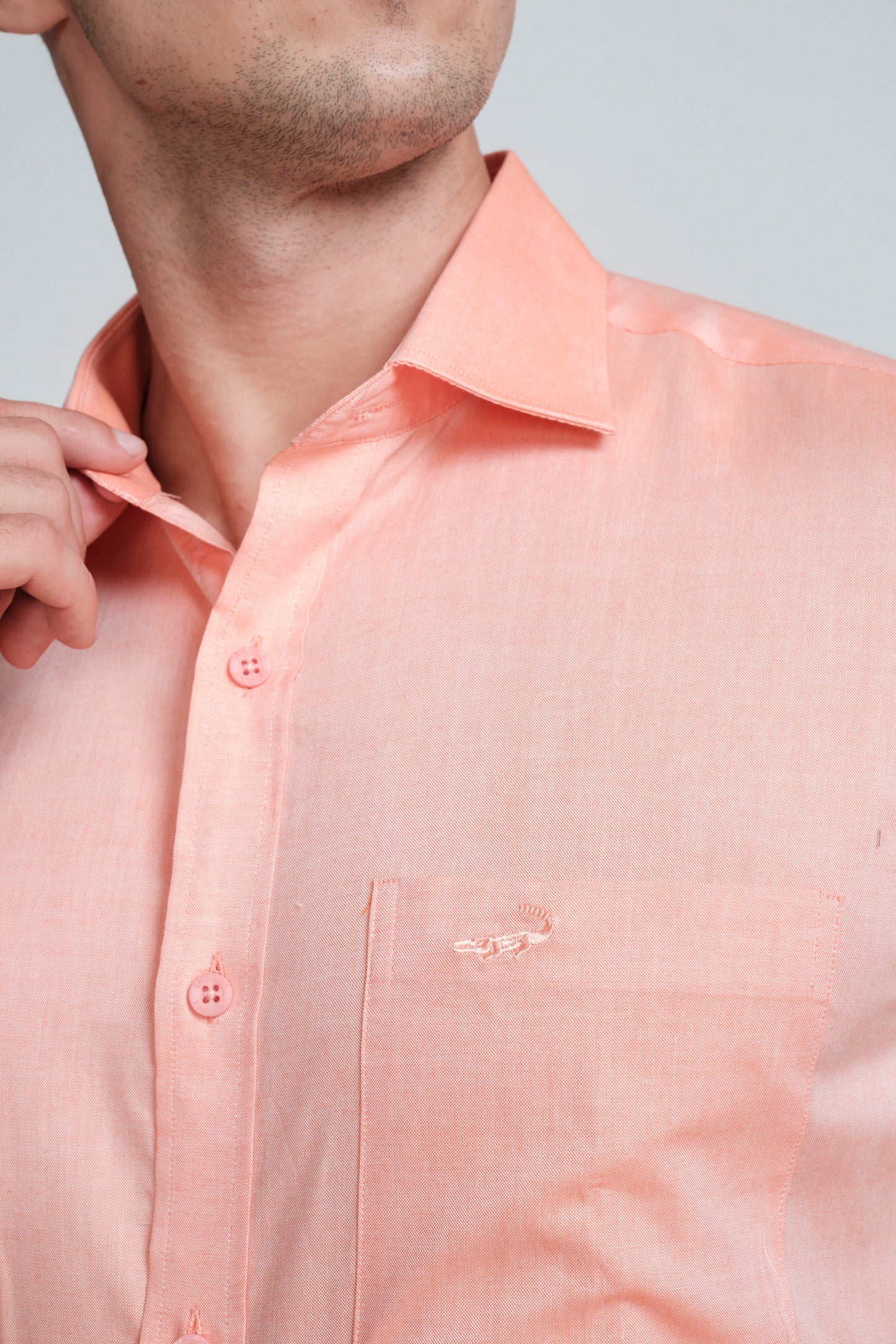Crocodile Mens Slim Fit Formal Seasonal FS Shirt Peach Pearl Crocodile Mens Slim Fit Formal Seasonal FS Shirt Peach Pearl