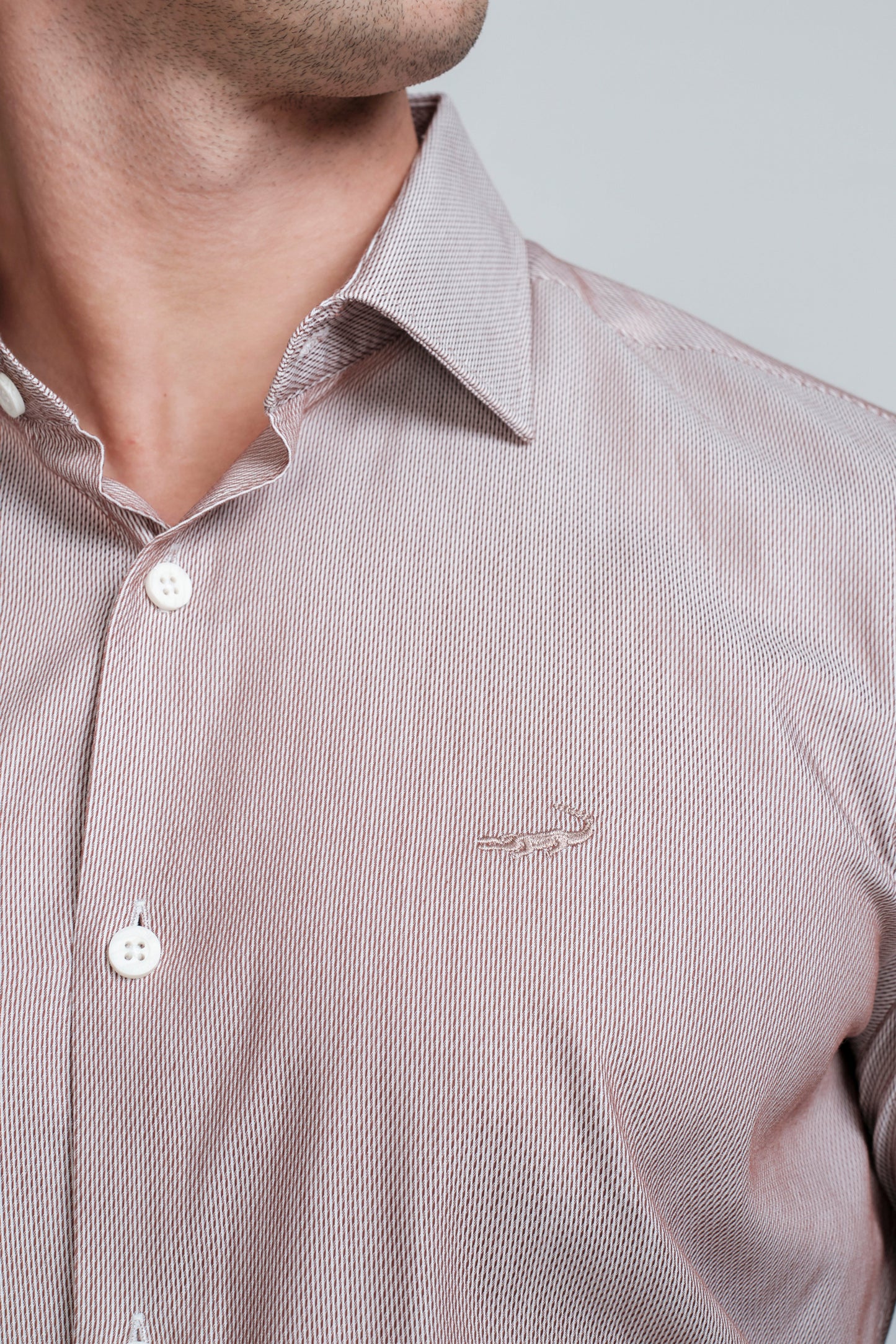 Crocodile Slim Fit Formal Seasonal FS Shirt Brown - Croissant