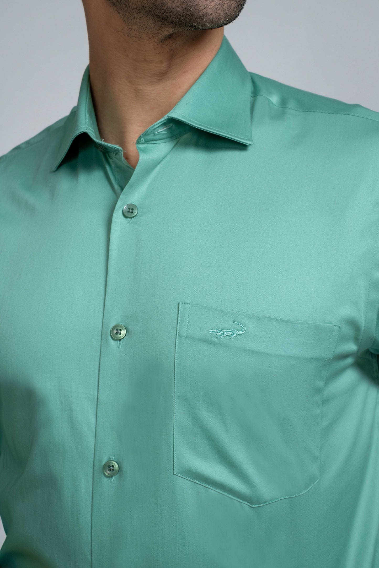 Crocodile Mens Regular Fit Formal Seasonal Fs Shirt Green - Treetop