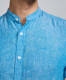 Crocodile Semi Casual Regular Fit Hs Shirt Blue - Enamel Blue