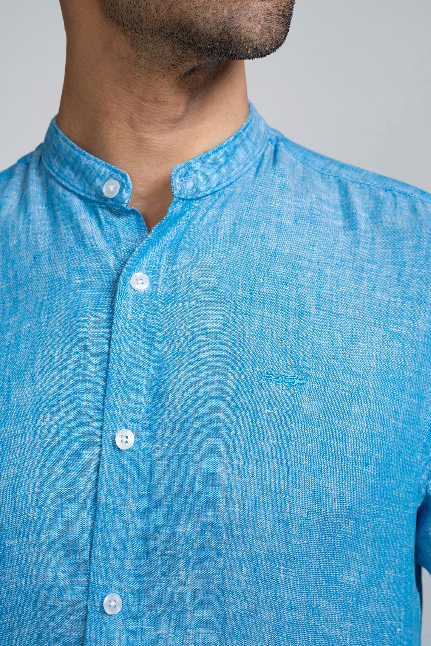 Crocodile Semi Casual Regular Fit Hs Shirt Blue - Enamel Blue