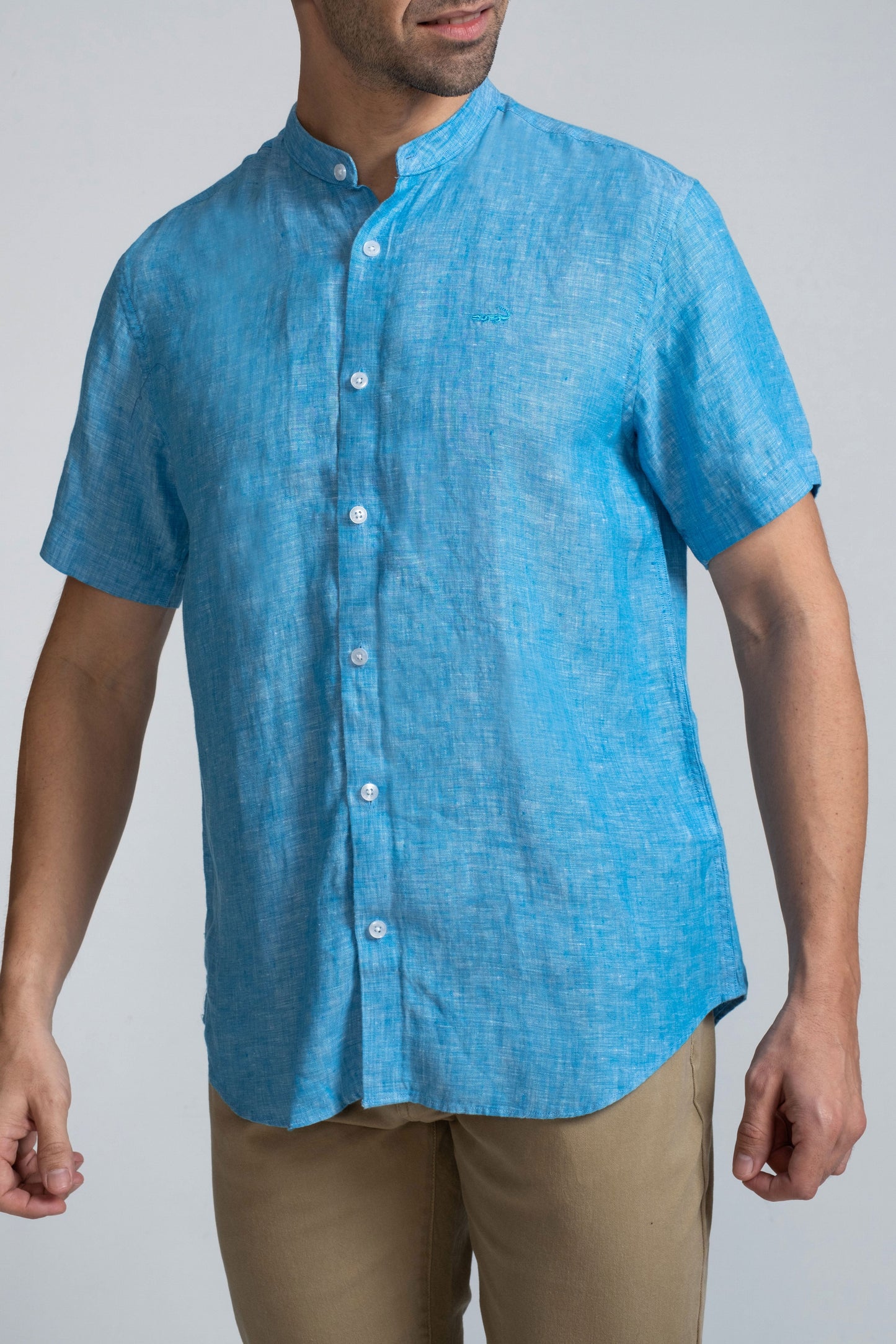 Crocodile Semi Casual Regular Fit Hs Shirt Blue - Enamel Blue