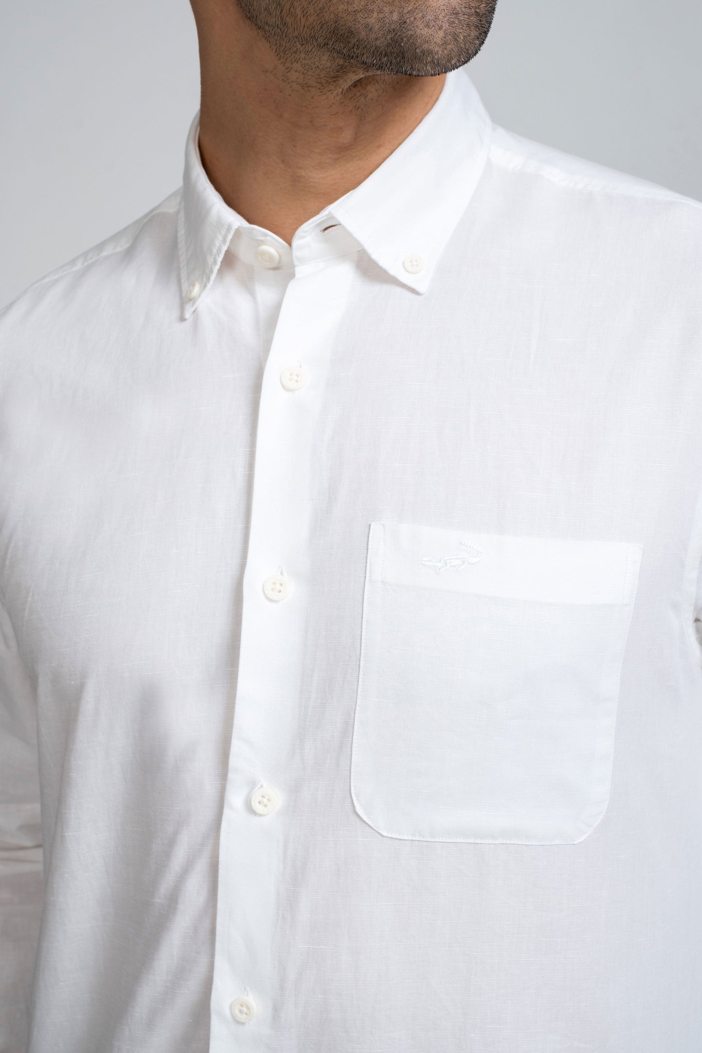 Crocodile Semi Casual Regular Fit Fs Shirt Egret