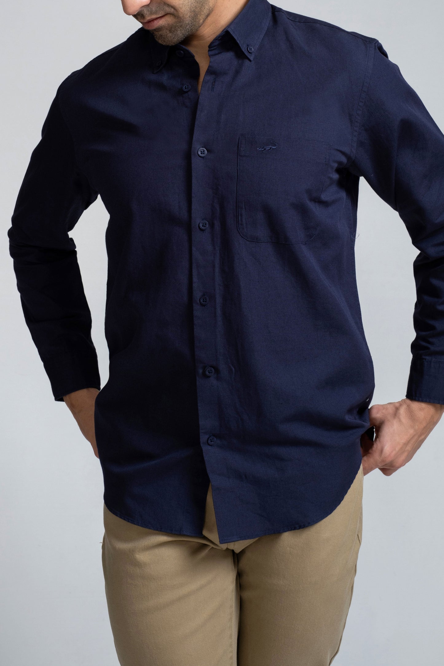 Crocodile Semi Casual Regular Fit Fs Shirt Blue - Pastel Blue