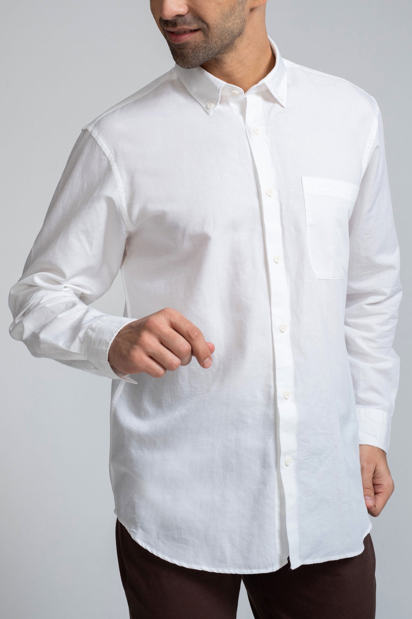 Crocodile Semi Casual Regular Fit Fs Shirt Snow White