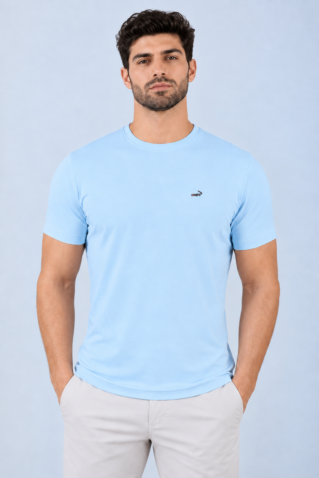 Crocodile Crew Neck  Action fit HS-Sky Blue