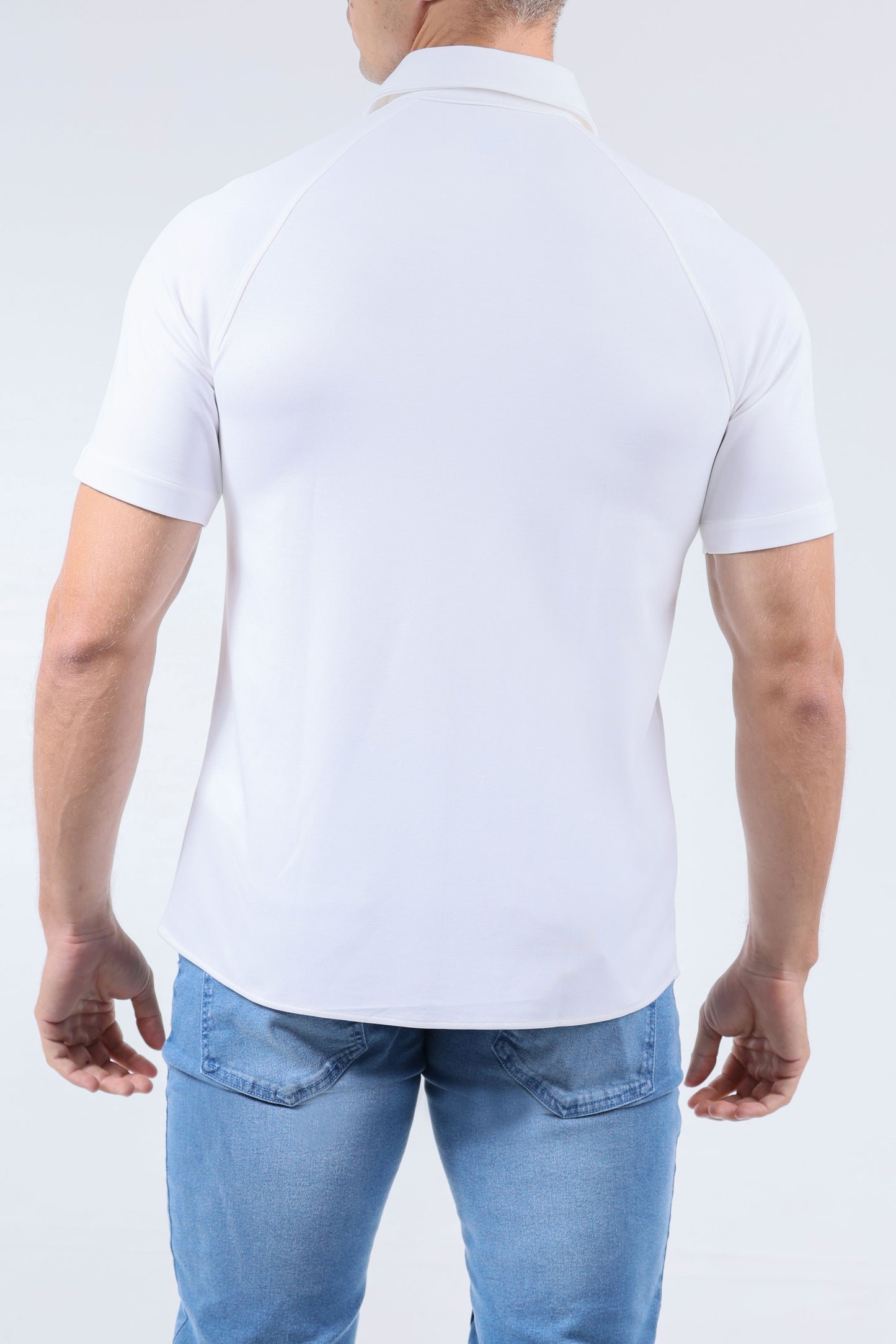 CROCODILE MEN SEMI CASUAL KNIT SLIM FIT SHIRT HS-White