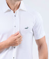 CROCODILE MEN SEMI CASUAL KNIT SLIM FIT SHIRT HS-White
