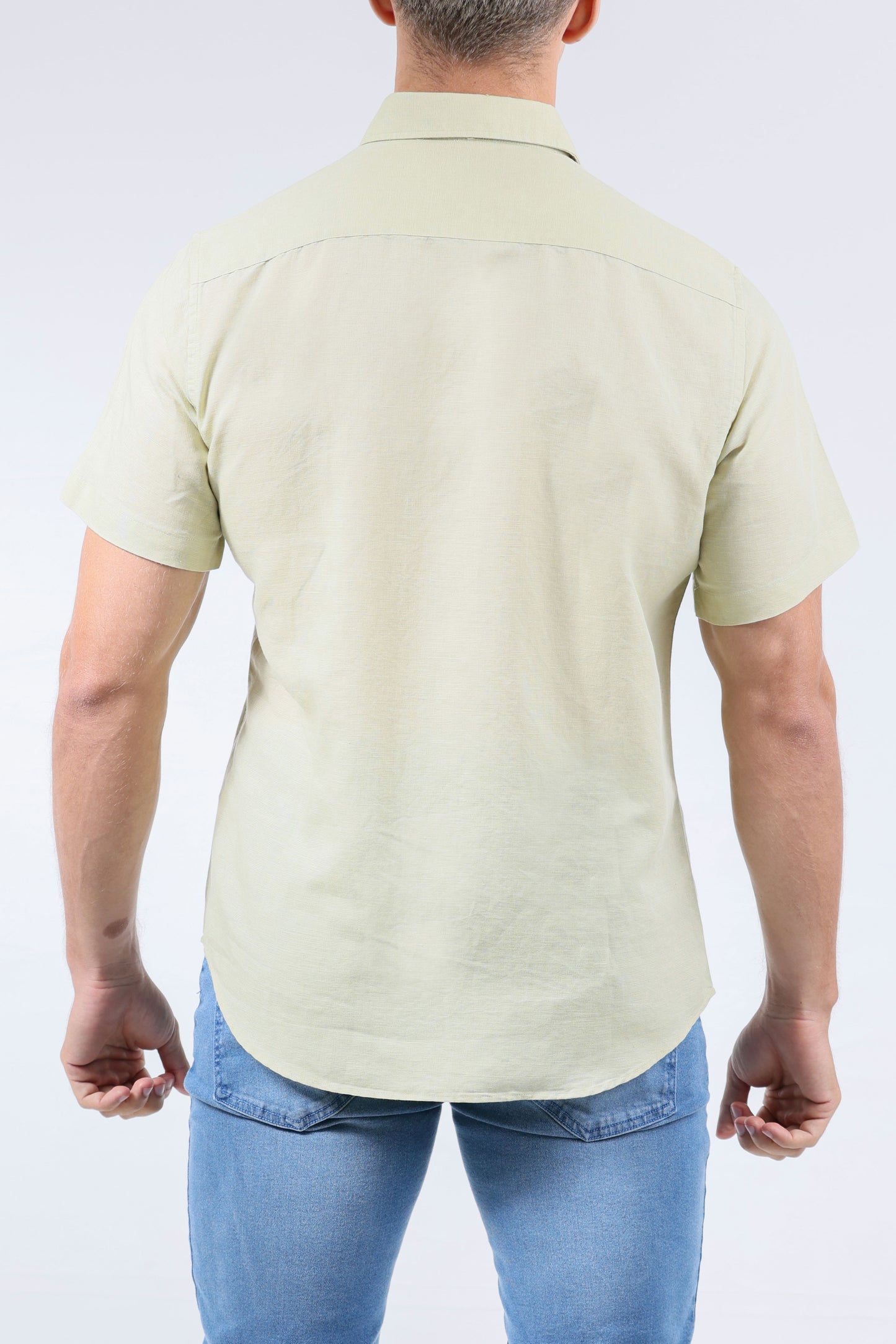 CROCODILE MEN LINEN SLIM FIT HS- GREEN WOODBINE