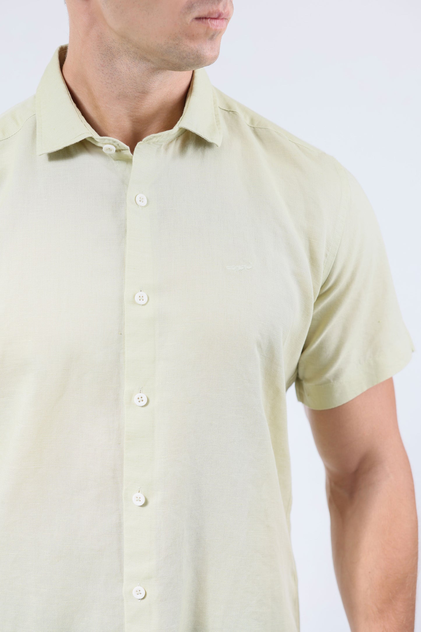 CROCODILE MEN LINEN SLIM FIT HS- GREEN WOODBINE