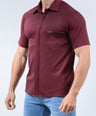 CROCODILE MEN SEMI CASUAL KNIT SLIM FIT SHIRT HS-OXBLOOD RED